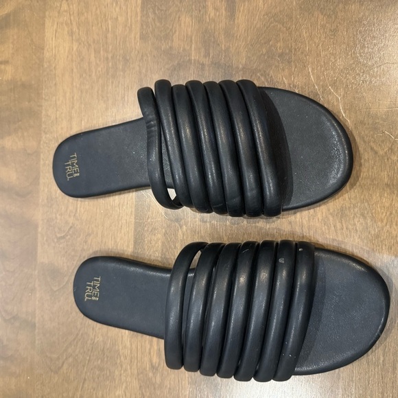 Black Multi Tubular Band Slide Sandals 8 - Picture 7 of 7